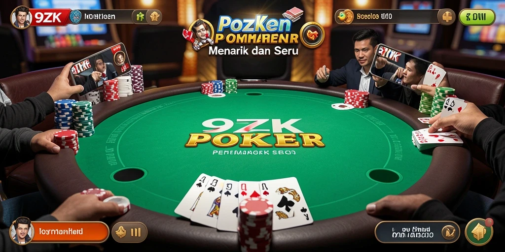 Gameplay Poker seru di aplikasi 9ZK dengan grafik menakjubkan.