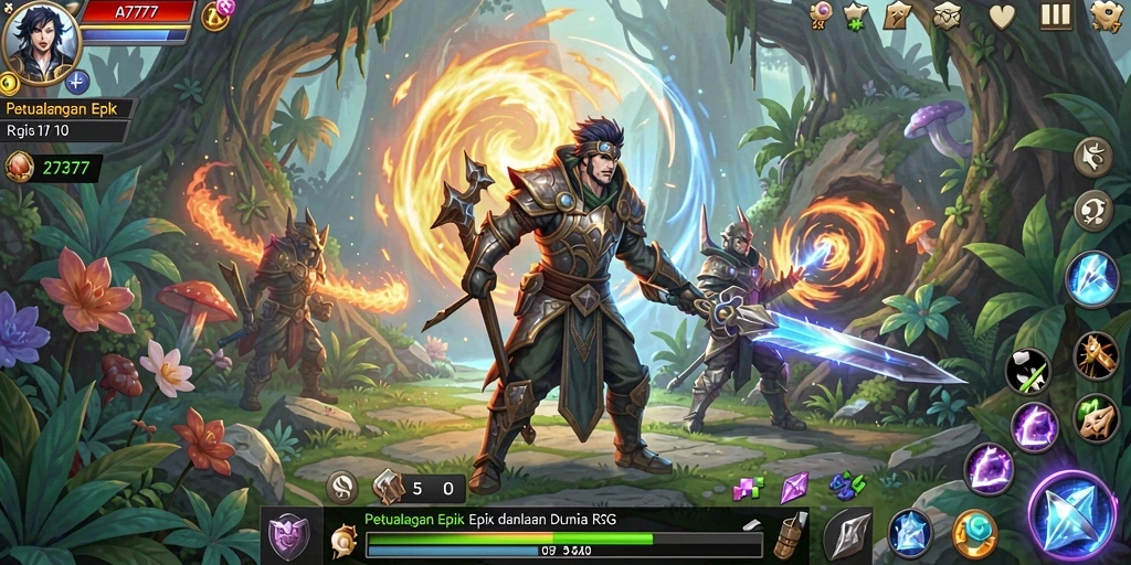 Screenshot gameplay RPG A7777 yang menegangkan dan penuh aksi.