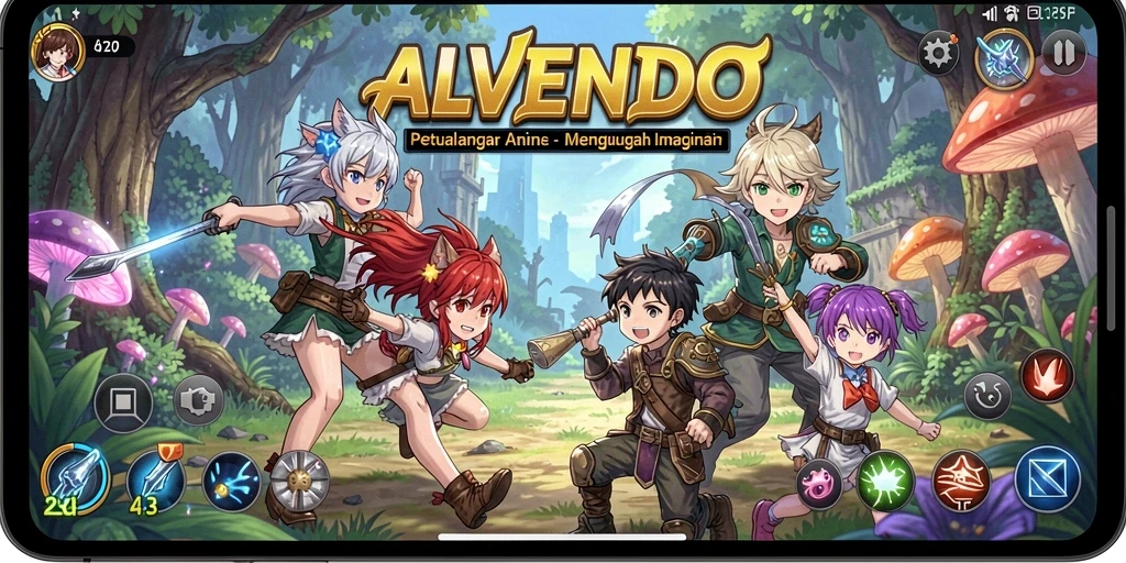 Screenshot gameplay ANIME yang menunjukkan karakter dan petualangan seru.
