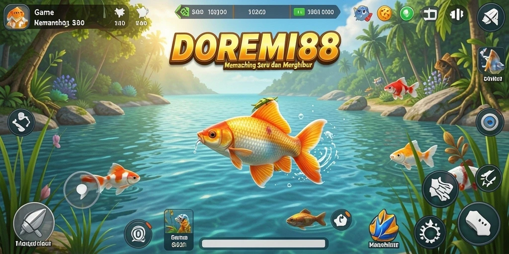 Screenshot gameplay DOREMI88 menampilkan aksi memancing yang menegangkan dan menarik.