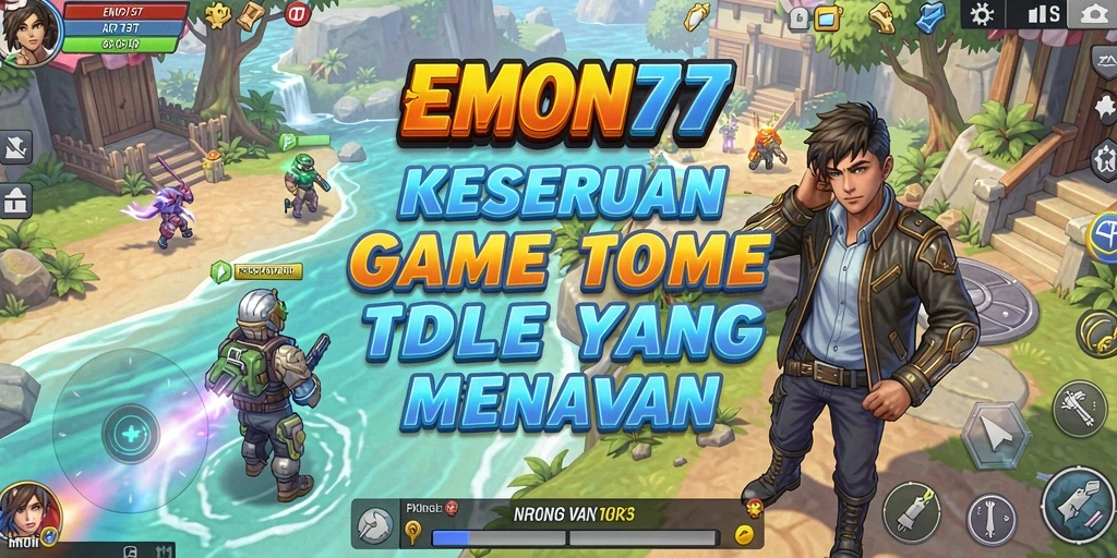 Screenshot utama EMON77 menampilkan gameplay Idle yang menarik dan interaktif.