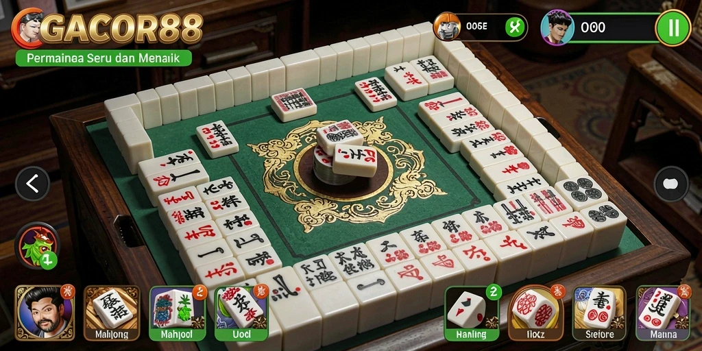 Screenshot GACOR88 menampilkan gameplay Mahjong yang mendebarkan.