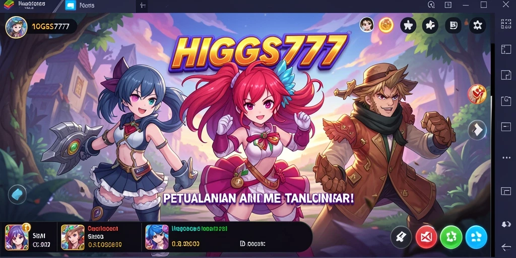 Tampilan gameplay seru di HIGGS777 dengan karakter Anime.