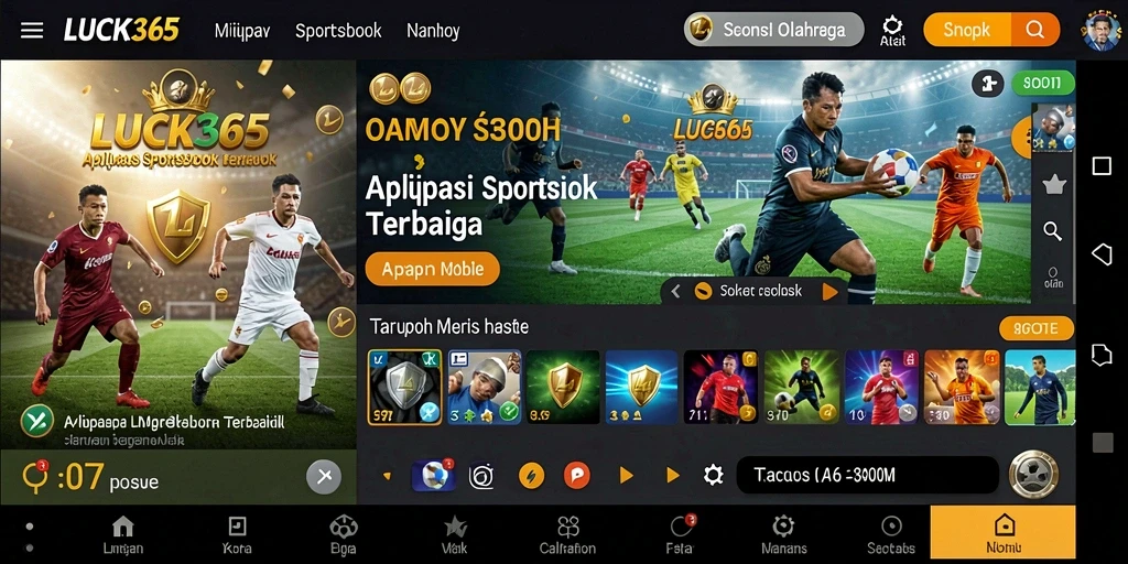 Tampilan gameplay menarik dari aplikasi LUCK365 untuk taruhan olahraga.