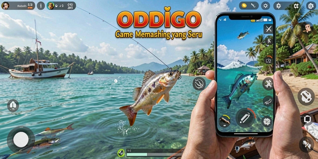 Gameplay ODDIGO menampilkan aksi memancing yang mendebarkan dan pemandangan alam yang menakjubkan.