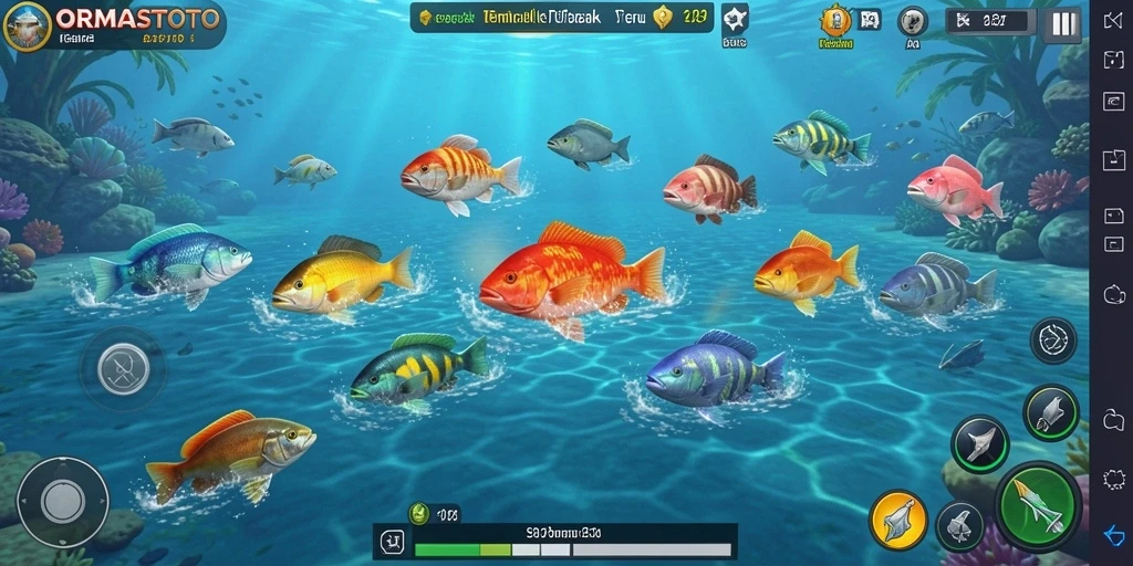 Tampilan dinamis dan seru dari gameplay Tembak Ikan ORMASTOTO.