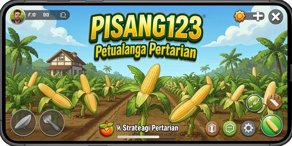 Screenshot gameplay PISANG123 dengan pertanian yang berkembang.