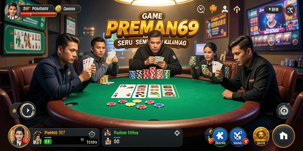 Tampilan permainan Poker yang menarik di PREMAN69.