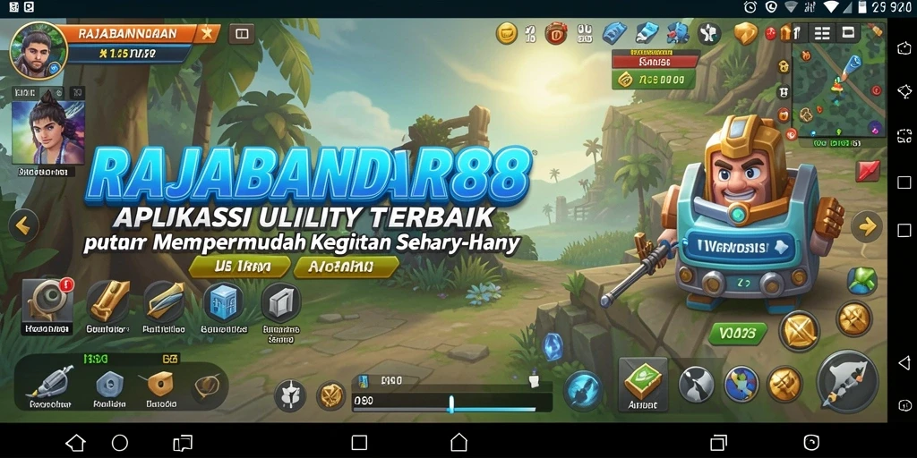 Tampilan utama aplikasi RAJABANDAR88 menampilkan semua alat utility yang diperlukan.