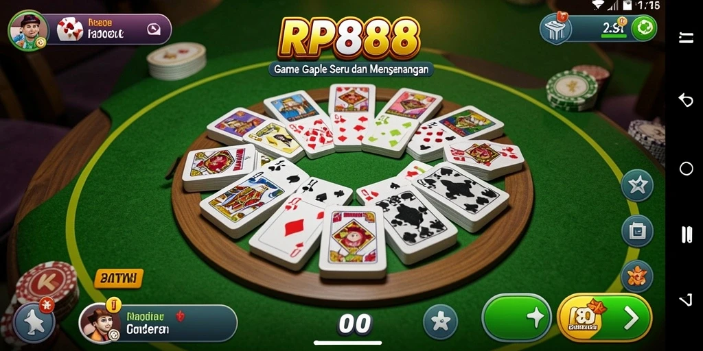 Tangkapan layar gameplay RP888 menampilkan momen seru saat bermain Gaple.