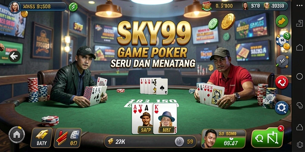 Tampilan gameplay Poker di SKY99 yang menegangkan dan interaktif.