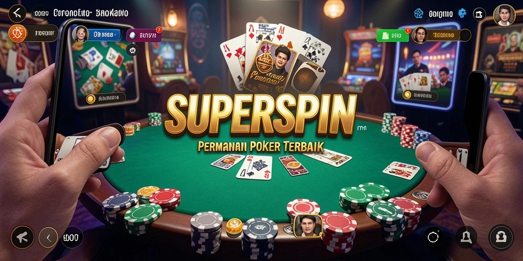 Tampilan gameplay SUPERSPIN yang mendebarkan saat bermain Poker.