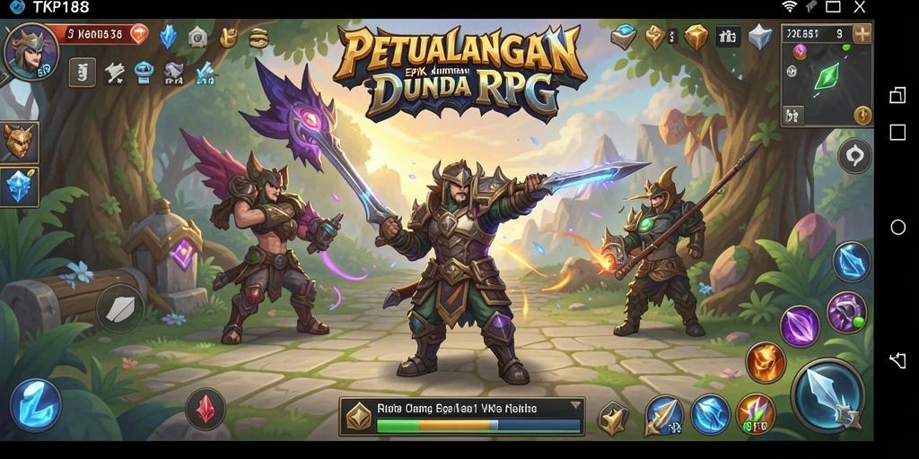 Screenshot gameplay RPG TKP188 yang menampilkan pertarungan epik.